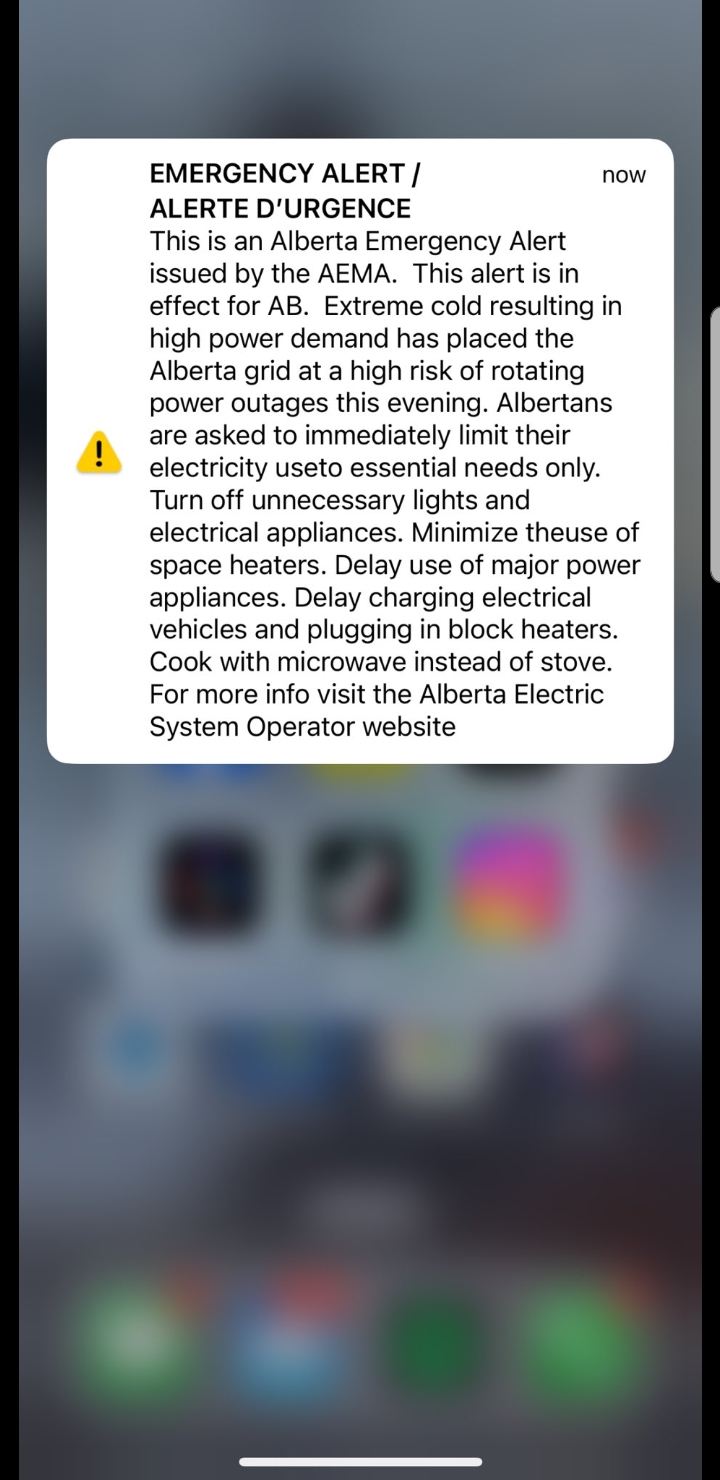 Waarschuwing in Alberta