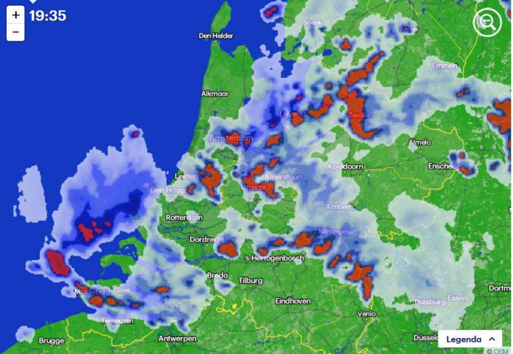 Weerwoord Waarnemingen 2000 uur Weer opleving buien
