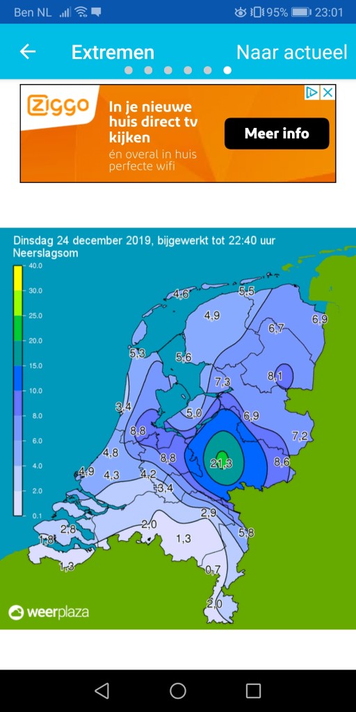 Weerwoord Goed te zien waar de meeste neerslag gevallen is
